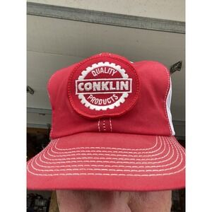 VTG K-Brand Trucker Hat Conklin Quality Products Patch‎ Red Mesh USA Cap